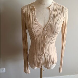 Workshop Republic Clothing Beige Ribbed Cardigan